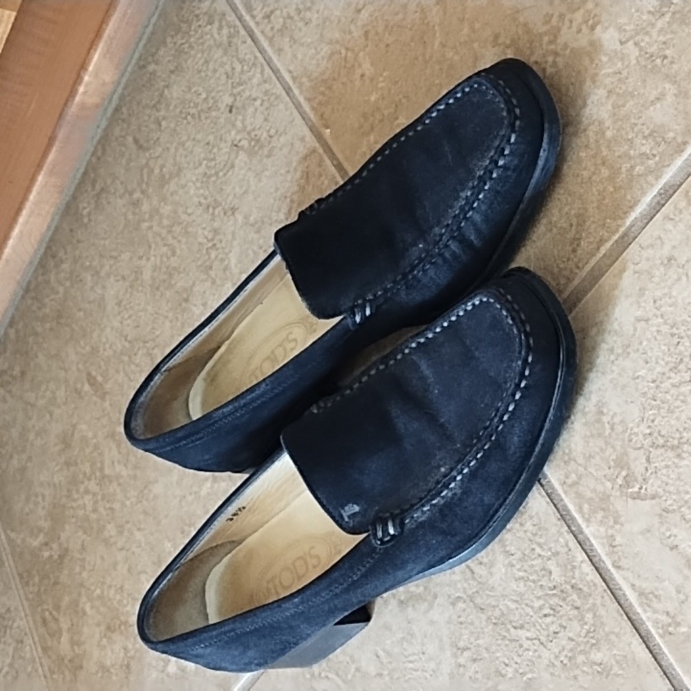 Tod's Blue Suede Loafers Size 38.5